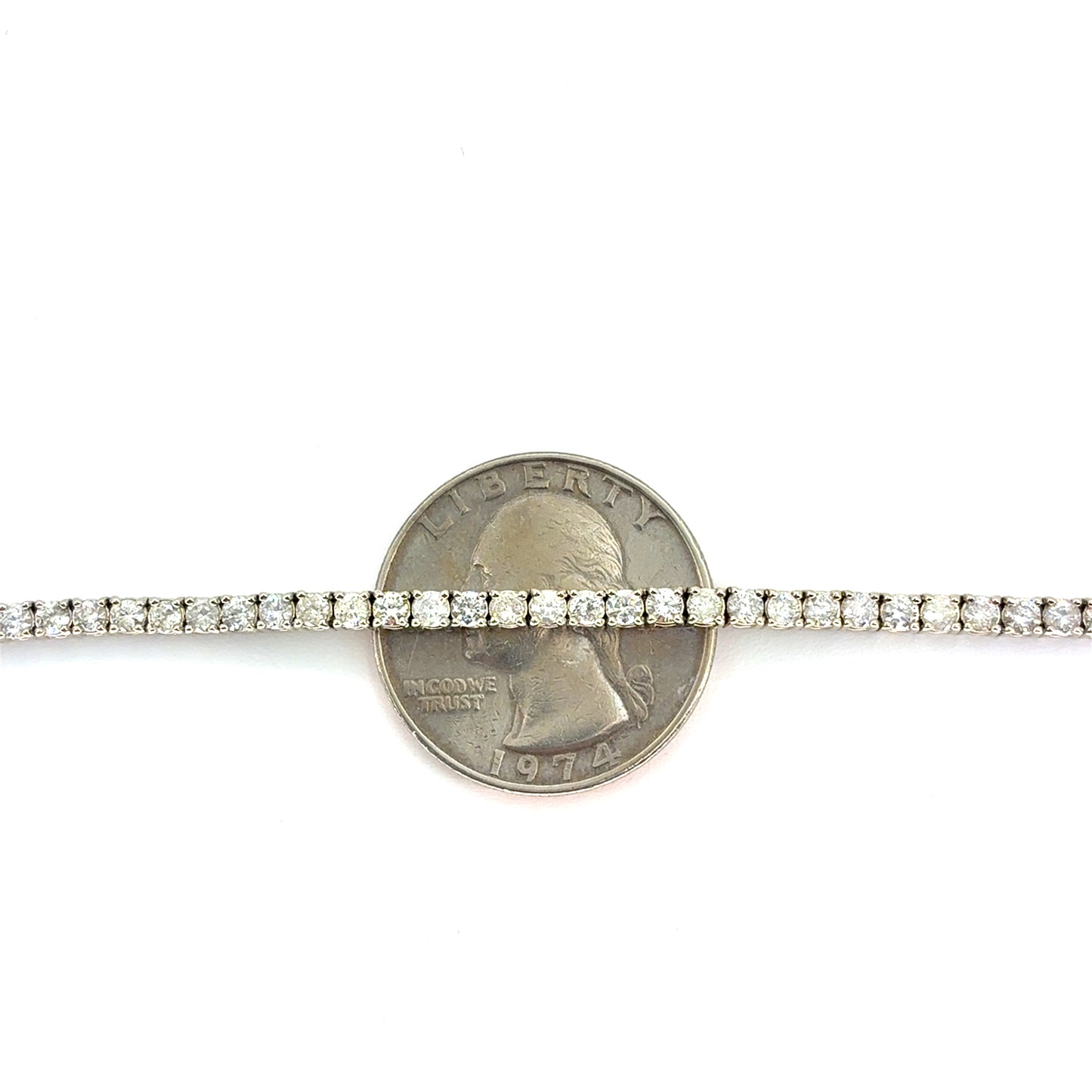 14K White Gold Natural Diamond Tennis Necklace | Round 9.40 TCW, H-I I1-I2, 22 Inches
