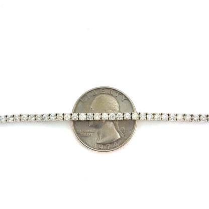 14K White Gold Natural Diamond Tennis Necklace | Round 9.40 TCW, H-I I1-I2, 22 Inches