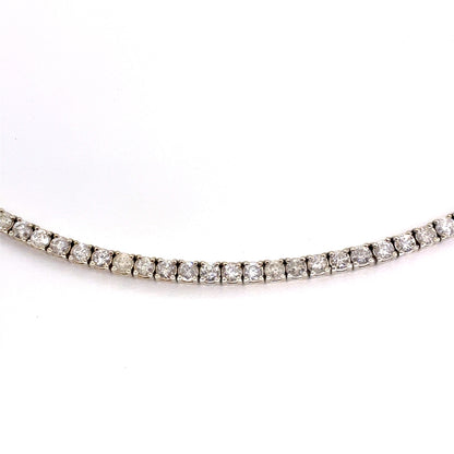 14K White Gold Natural Diamond Tennis Necklace | Round 9.40 TCW, H-I I1-I2, 22 Inches