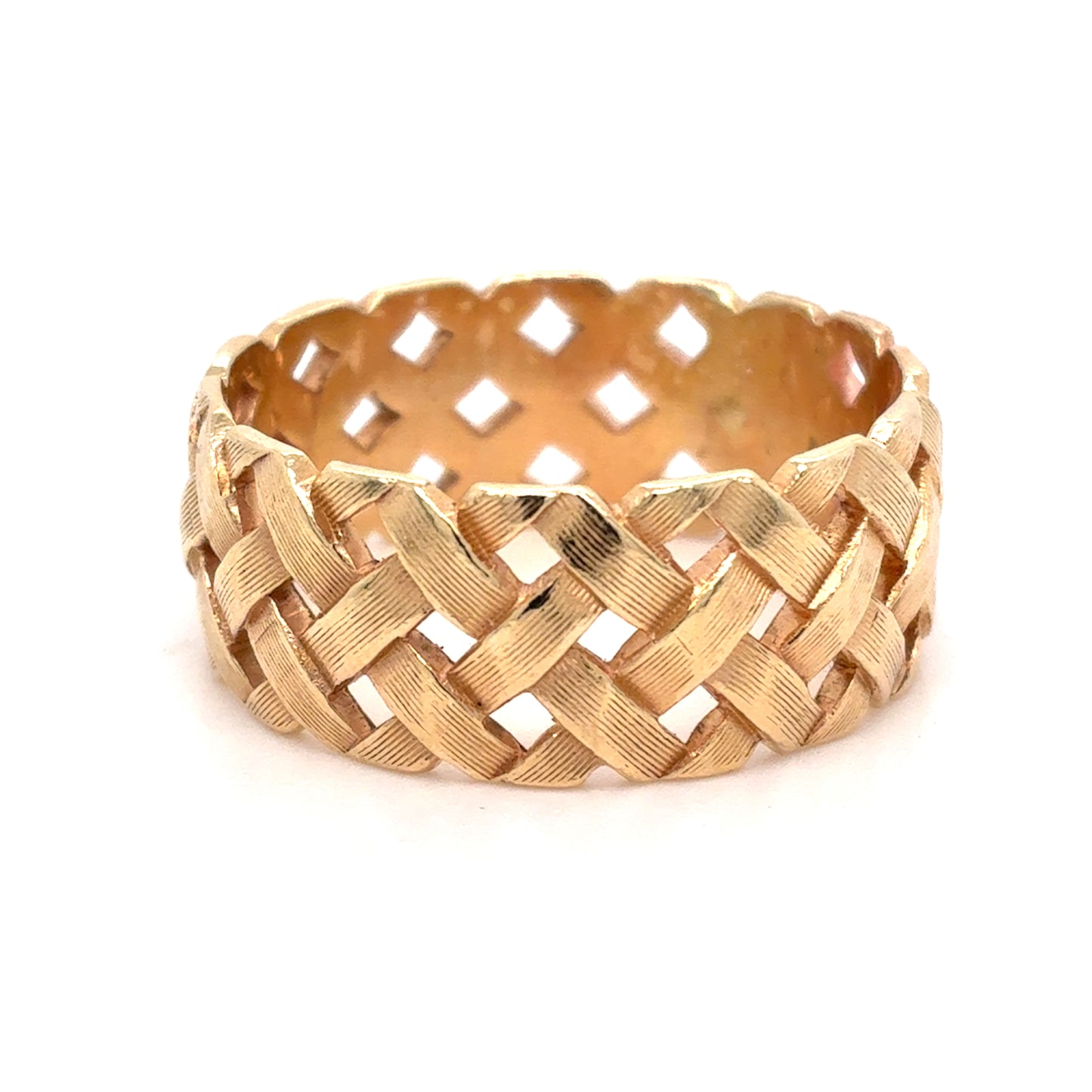 14k Yellow Gold Wide Weave Style Ring|  9.5MM Size 12