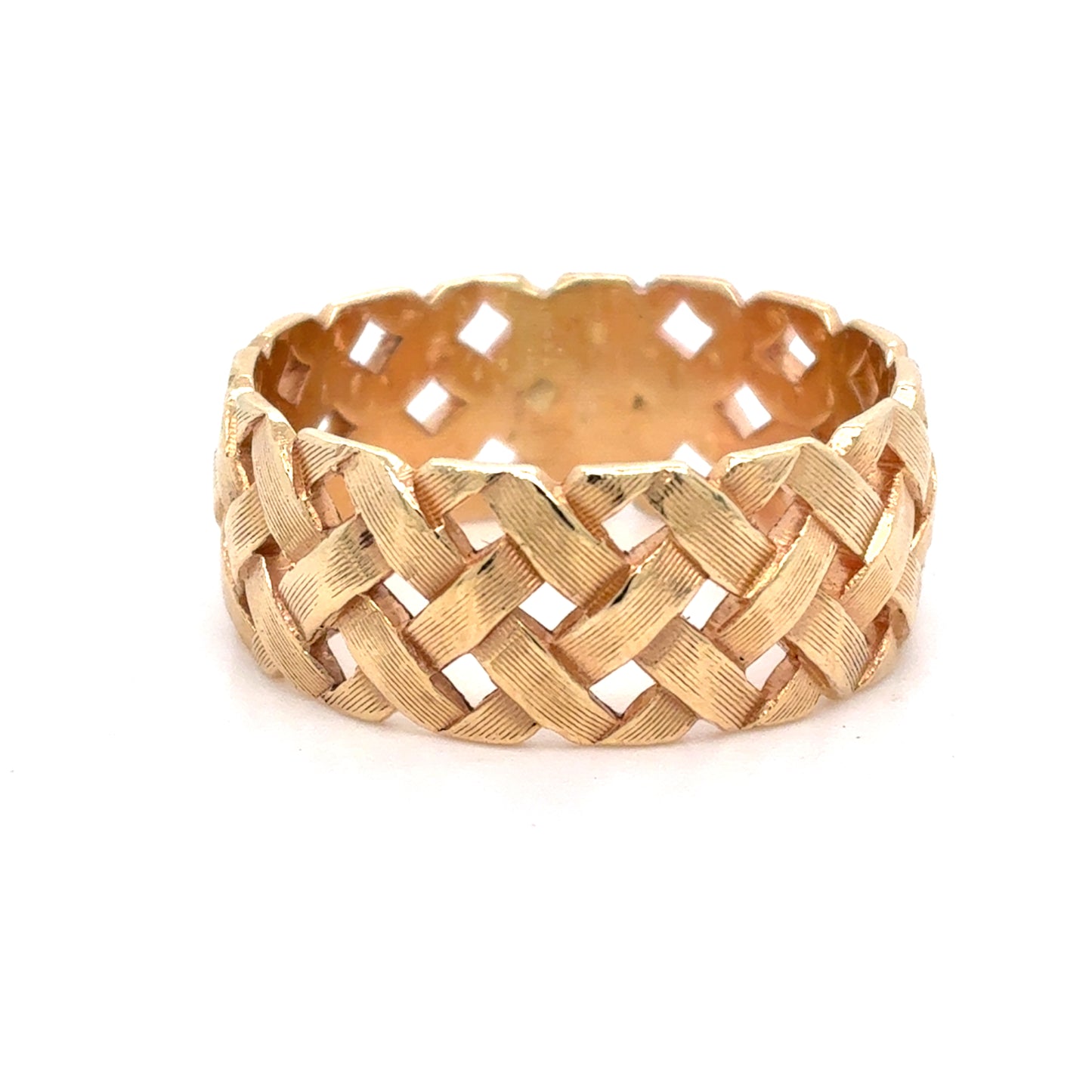 14k Yellow Gold Wide Weave Style Ring|  9.5MM Size 12