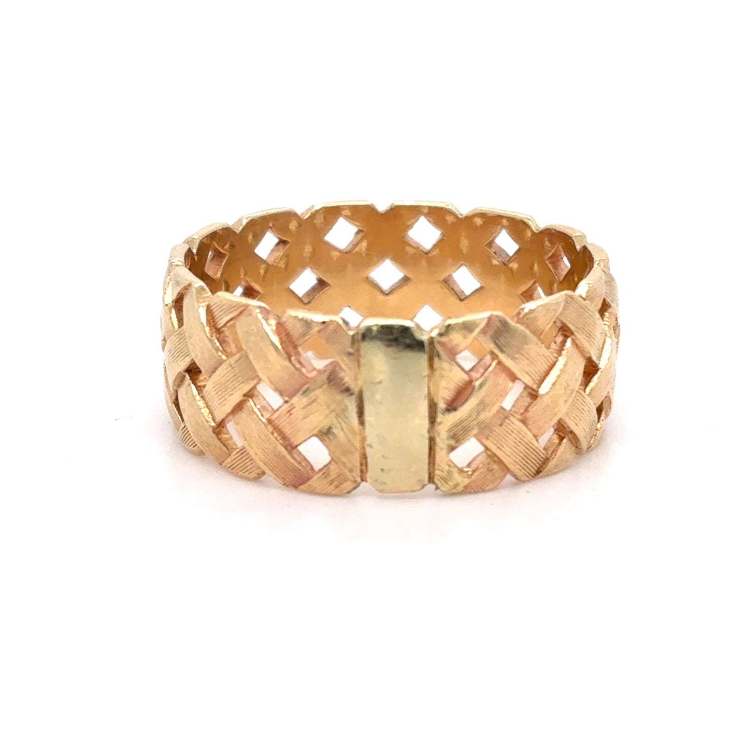 14k Yellow Gold Wide Weave Style Ring|  9.5MM Size 12