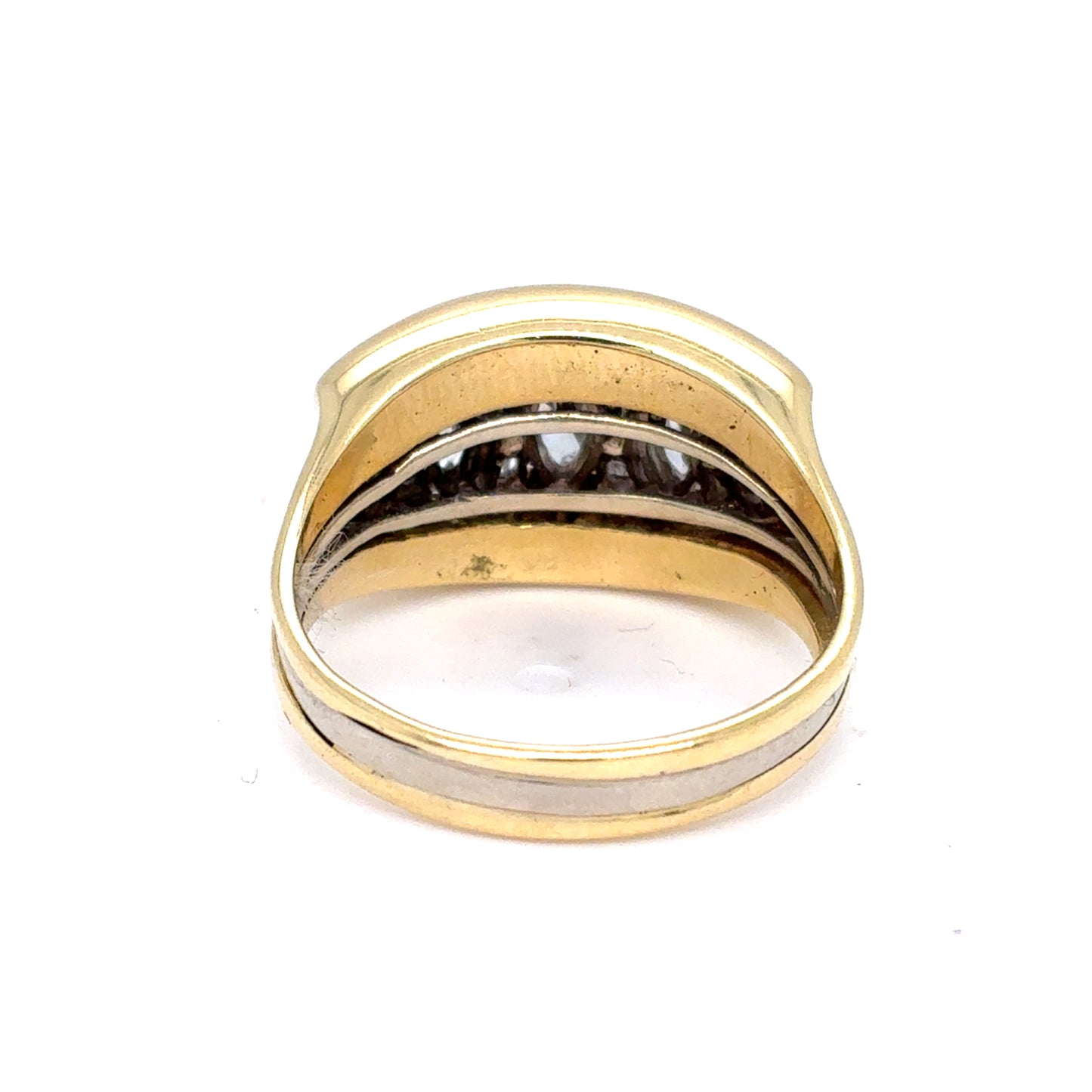 14K Two Tone Gold Natural Diamond Graduated Marquise Ring |0.99 TCW, F-G VS, Size 7