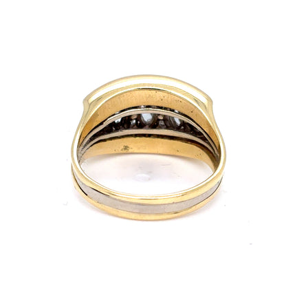 14K Two Tone Gold Natural Diamond Graduated Marquise Ring |0.99 TCW, F-G VS, Size 7