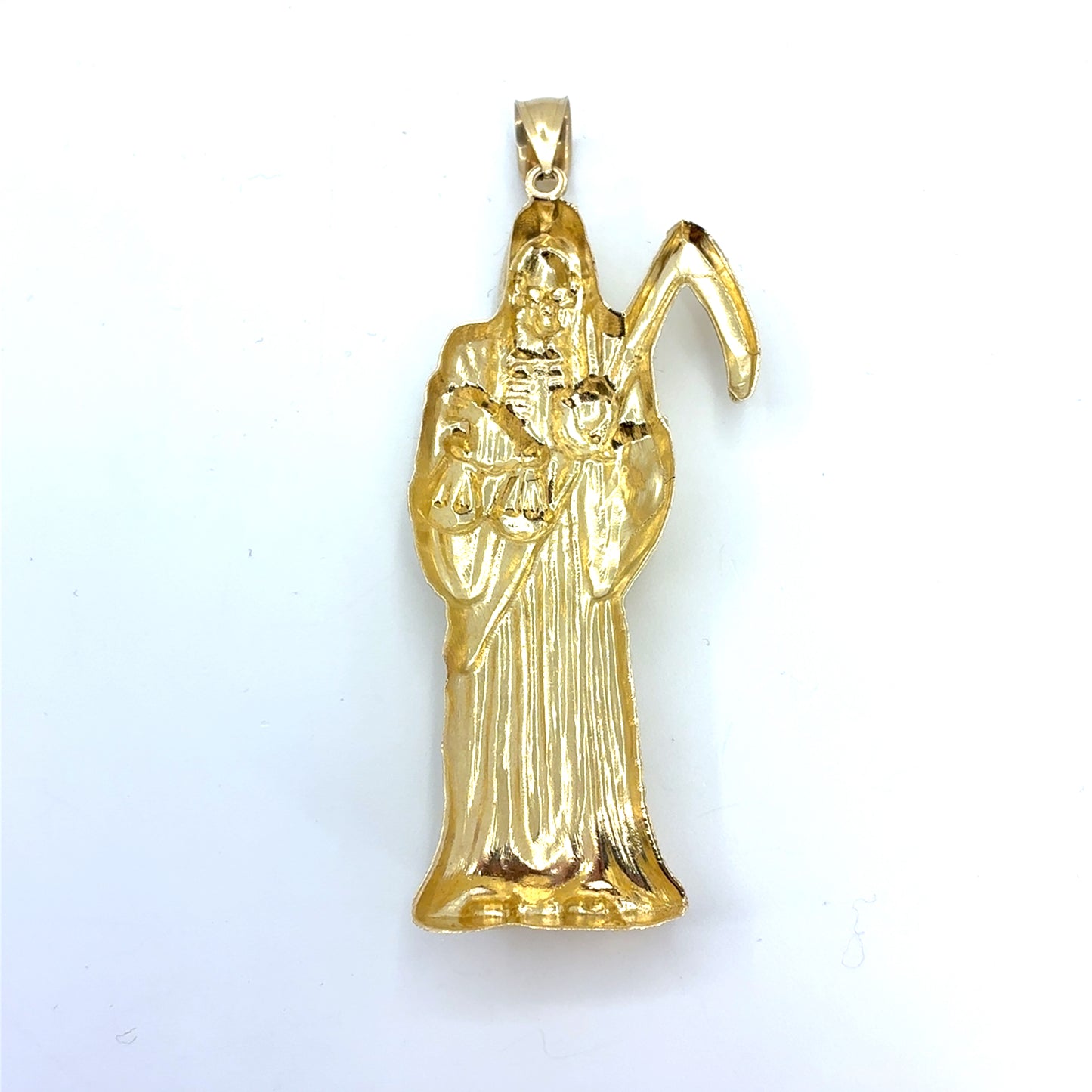 10K Yellow Gold Pendant | Large Santa Muerte Angel of Death Design