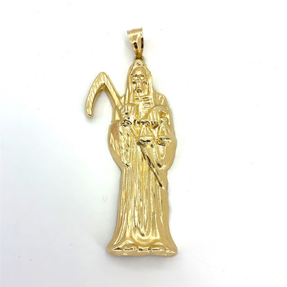 10K Yellow Gold Pendant | Large Santa Muerte Angel of Death Design