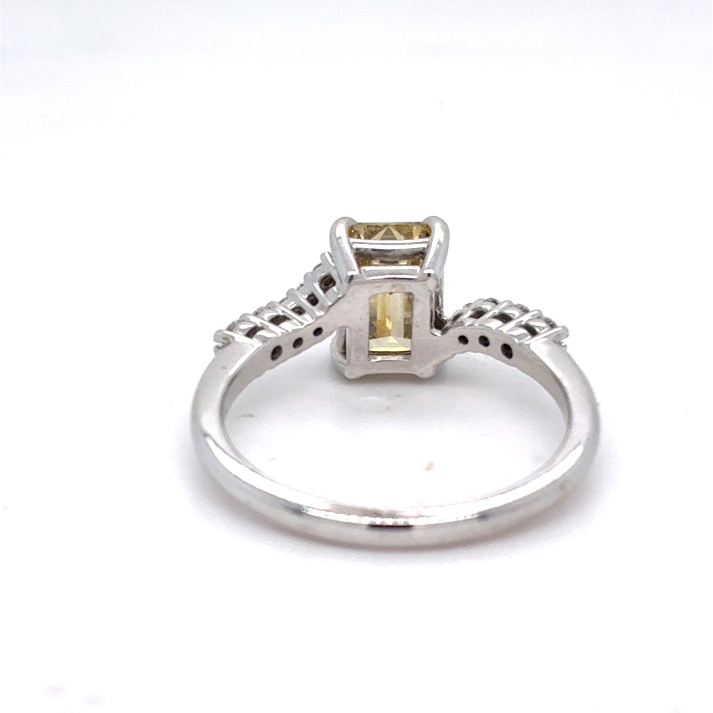 14K White Gold Yellow Lab Diamond Ring | Lab Created Yellow Emerald Cut Diamond 2.0 CT VS1, Size 8