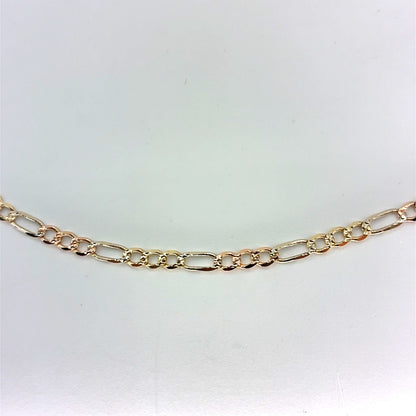 14K Tricolor Gold Solid Figaro Necklace | 20 Inches, 3.3mm, 7.60 grams