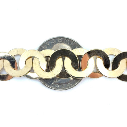14K Yellow Gold Circles Weave Bracelet | 8 Inches, 13.3mm, 14.80 grams