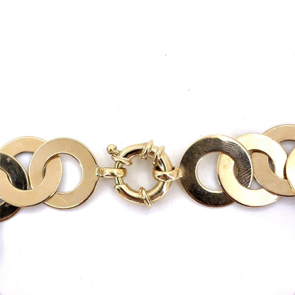 14K Yellow Gold Circles Weave Bracelet | 8 Inches, 13.3mm, 14.80 grams