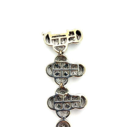 10K White Gold Natural Diamond Quatrefoil Link Tennis Bracelet | Round Brilliant 4.48 TCW, H SI2, 7.5 inch