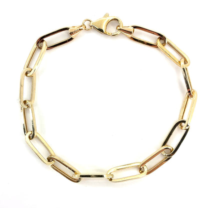 14K Yellow Gold Hollow Paperclip Bracelet | 7.5 Inches, 5.6mm, 3.50 grams