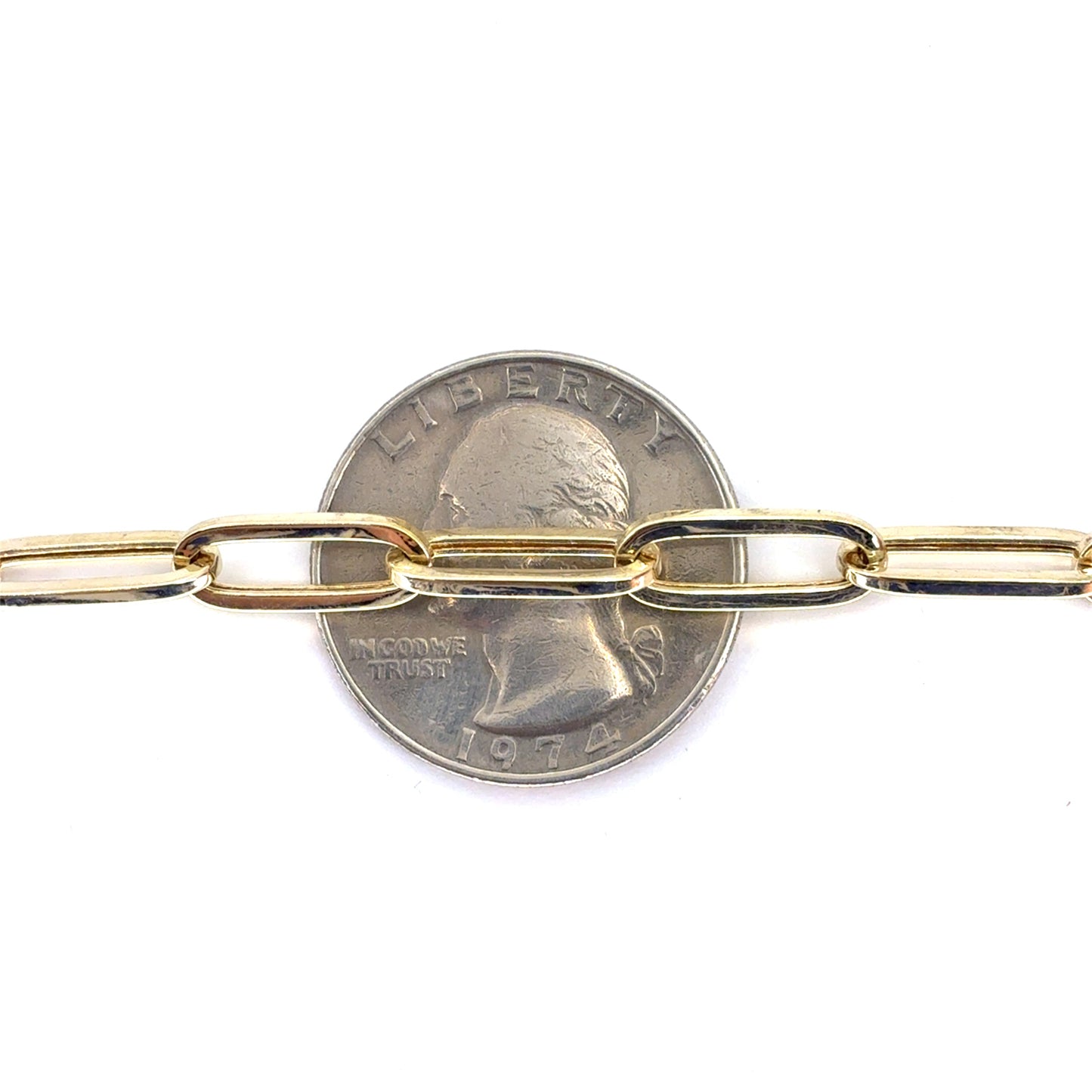 14K Yellow Gold Hollow Paperclip Bracelet | 7.5 Inches, 5.6mm, 3.50 grams