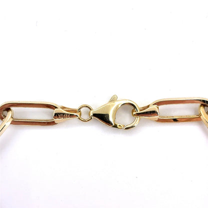 14K Yellow Gold Hollow Paperclip Bracelet | 7.5 Inches, 5.6mm, 3.50 grams