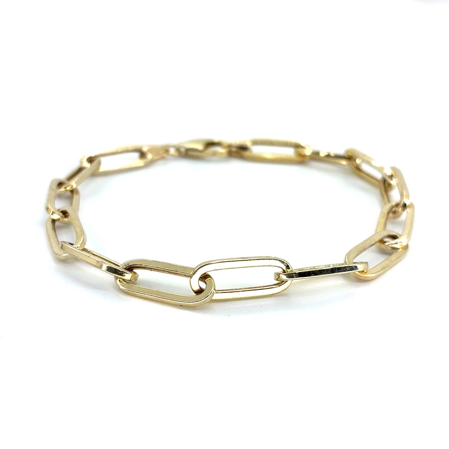 14K Yellow Gold Hollow Paperclip Bracelet | 7.5 Inches, 5.6mm, 3.50 grams