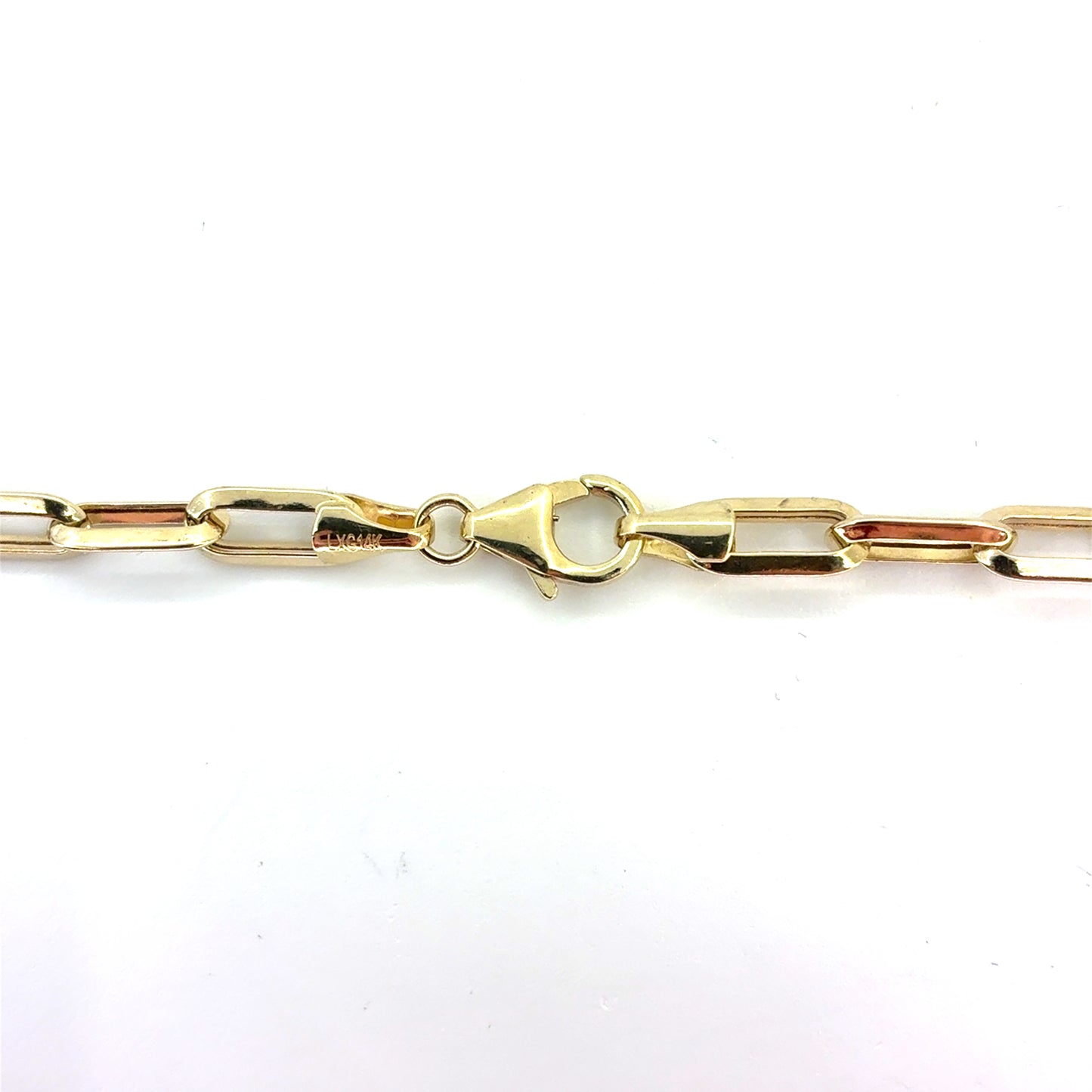14K Hollow Paperclip Necklace | 24 Inches, 4.5mm