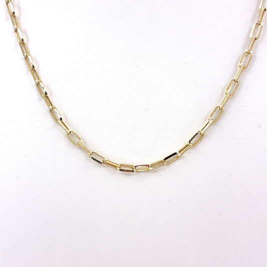 14K Hollow Paperclip Necklace | 24 Inches, 4.5mm