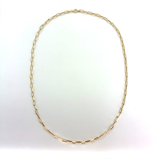 14K Hollow Paperclip Necklace | 24 Inches, 4.5mm