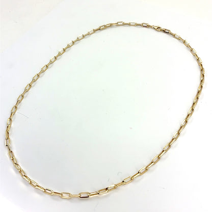14K Hollow Paperclip Necklace | 24 Inches, 4.5mm