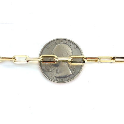 14K Hollow Paperclip Necklace | 24 Inches, 4.5mm