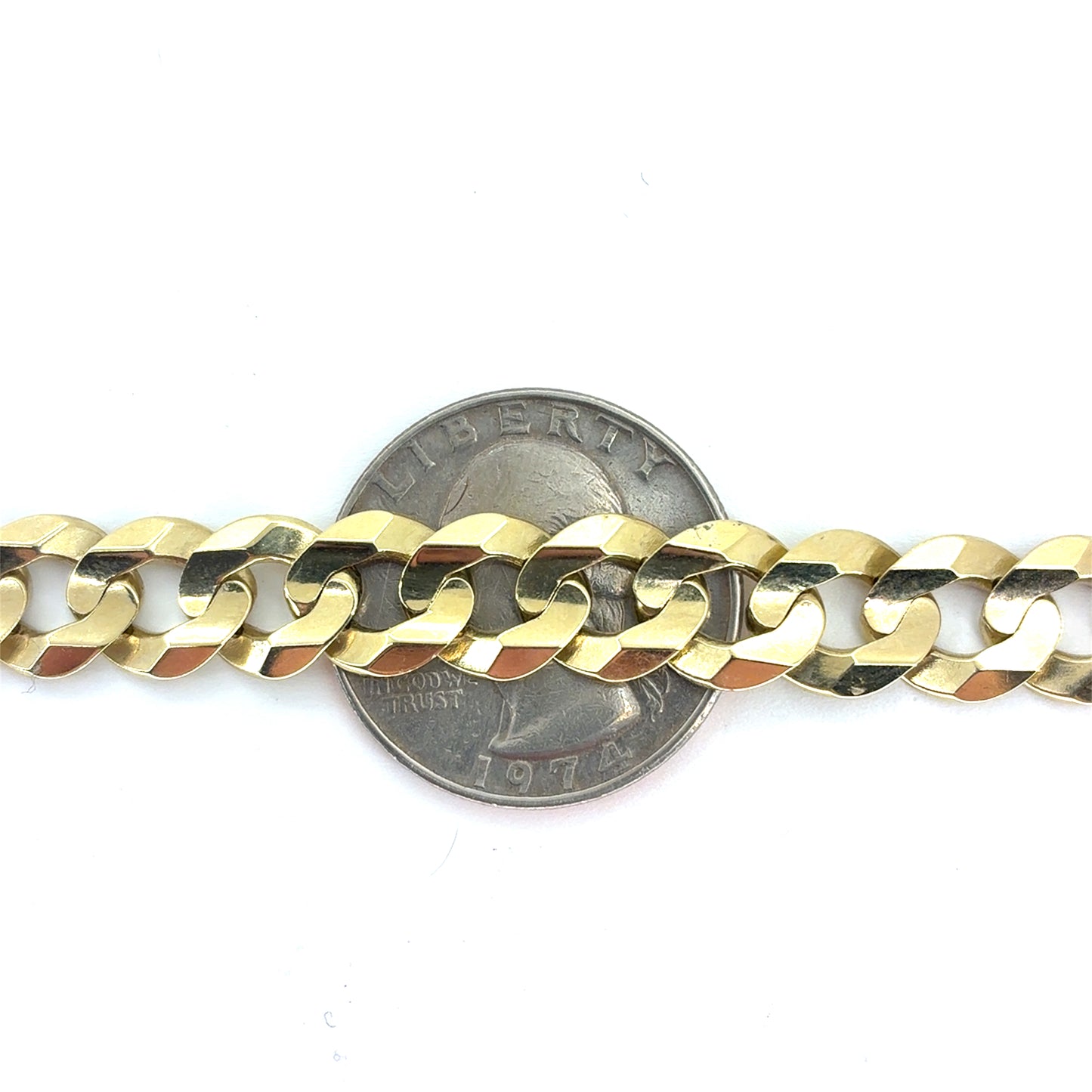 14K Yellow Gold Bracelet | Solid Cuban Link Design, 8.75 inch