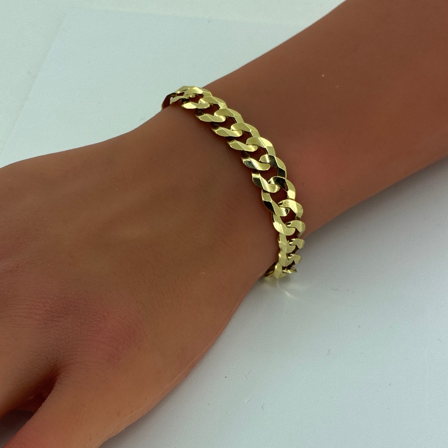 14K Yellow Gold Bracelet | Solid Cuban Link Design, 8.75 inch