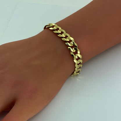 14K Yellow Gold Bracelet | Solid Cuban Link Design, 8.75 inch
