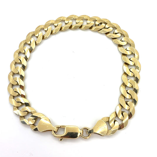 14K Yellow Gold Bracelet | Solid Cuban Link Design, 8.75 inch