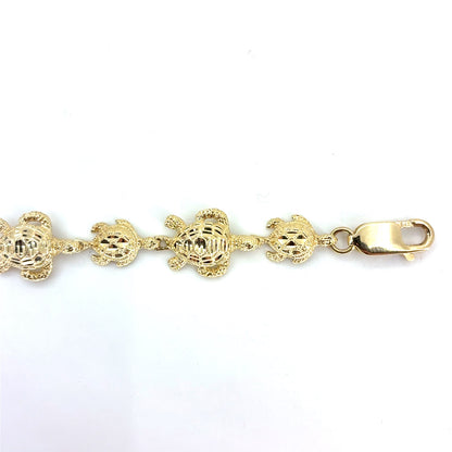 14K Yellow Gold Large/Small Turtle Bracelet | 7 Inches, 11.3mm, 9.30 grams