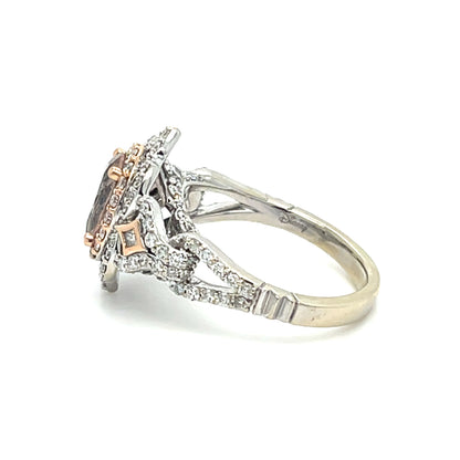 14K two tone Enchanted Disney Aurora ring | Oval Morganite and Diamonds, .75TCW 5 grams, Size 5.5