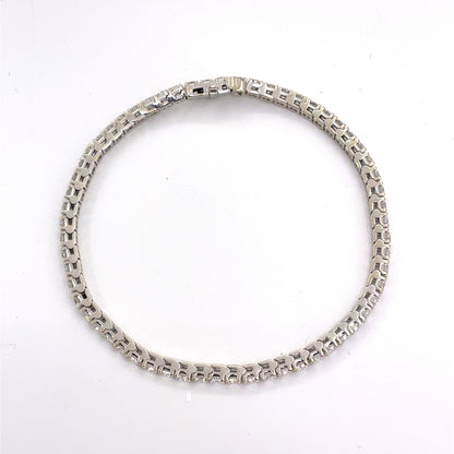 14K White Gold Natural Diamond Tennis Bracelet | Round 4.88 TCW, F-G VS1-VS2, 7.25 inch