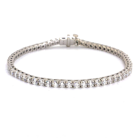 14K White Gold Natural Diamond Tennis Bracelet | Round 4.88 TCW, F-G VS1-VS2, 7.25 inch