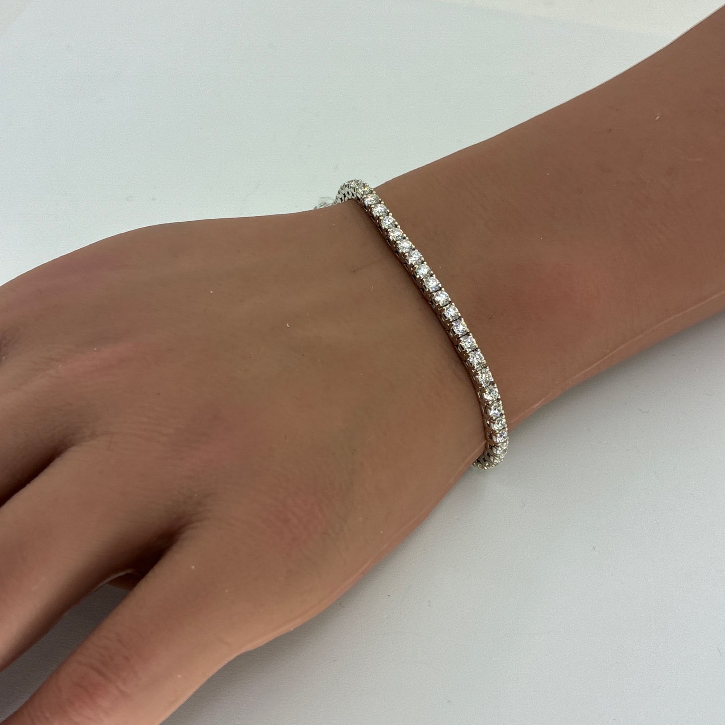 14K White Gold Natural Diamond Tennis Bracelet | Round 4.88 TCW, F-G VS1-VS2, 7.25 inch
