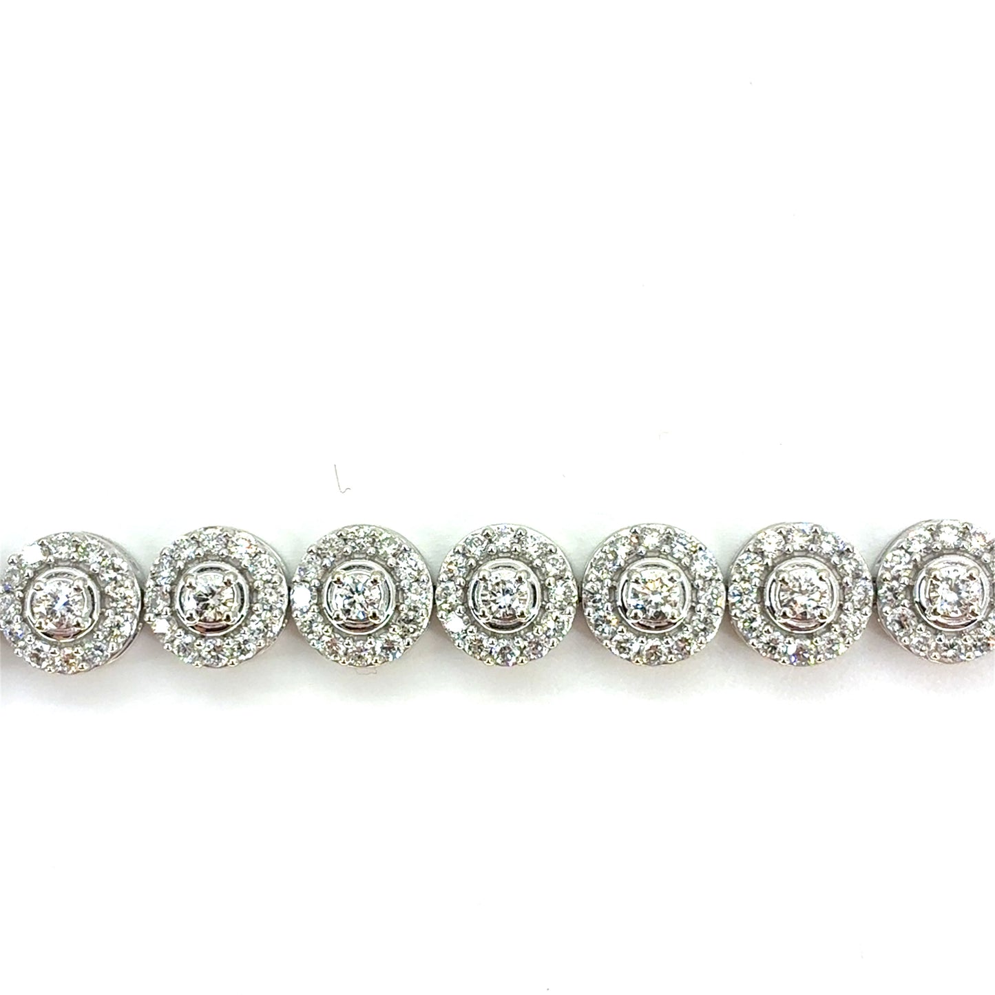 10K White Gold Lab-Grown Diamond Halo Link Tennis Bracelet | Round Brilliant 4.94 TCW, G VS1, 7.5 inch