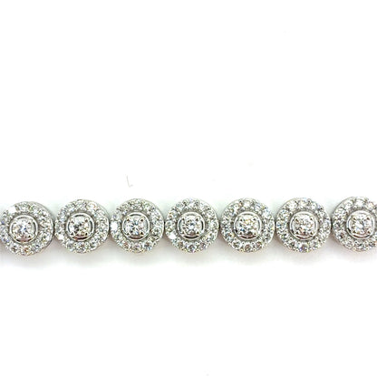10K White Gold Lab-Grown Diamond Halo Link Tennis Bracelet | Round Brilliant 4.94 TCW, G VS1, 7.5 inch