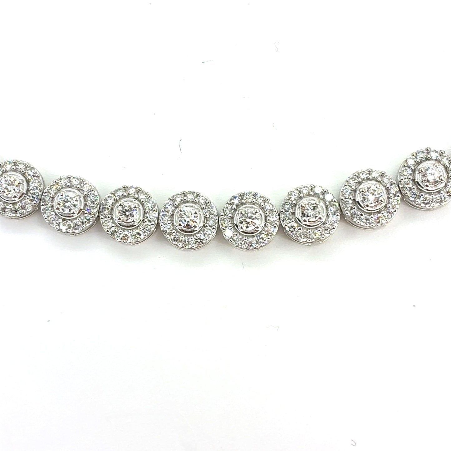 10K White Gold Lab-Grown Diamond Halo Link Tennis Bracelet | Round Brilliant 4.94 TCW, G VS1, 7.5 inch