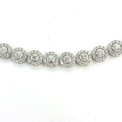 10K White Gold Lab-Grown Diamond Halo Link Tennis Bracelet | Round Brilliant 4.94 TCW, G VS1, 7.5 inch