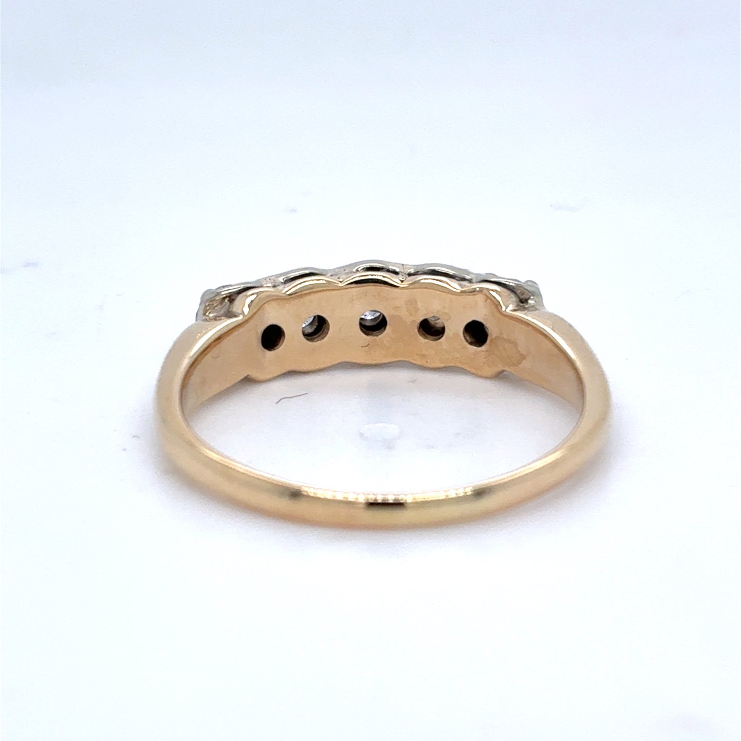 14K Yellow Gold Natural Diamond Five-Stone Anniversary Band | Round 0.73 TCW, H SI2, Size 9
