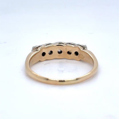 14K Yellow Gold Natural Diamond Five-Stone Anniversary Band | Round 0.73 TCW, H SI2, Size 9