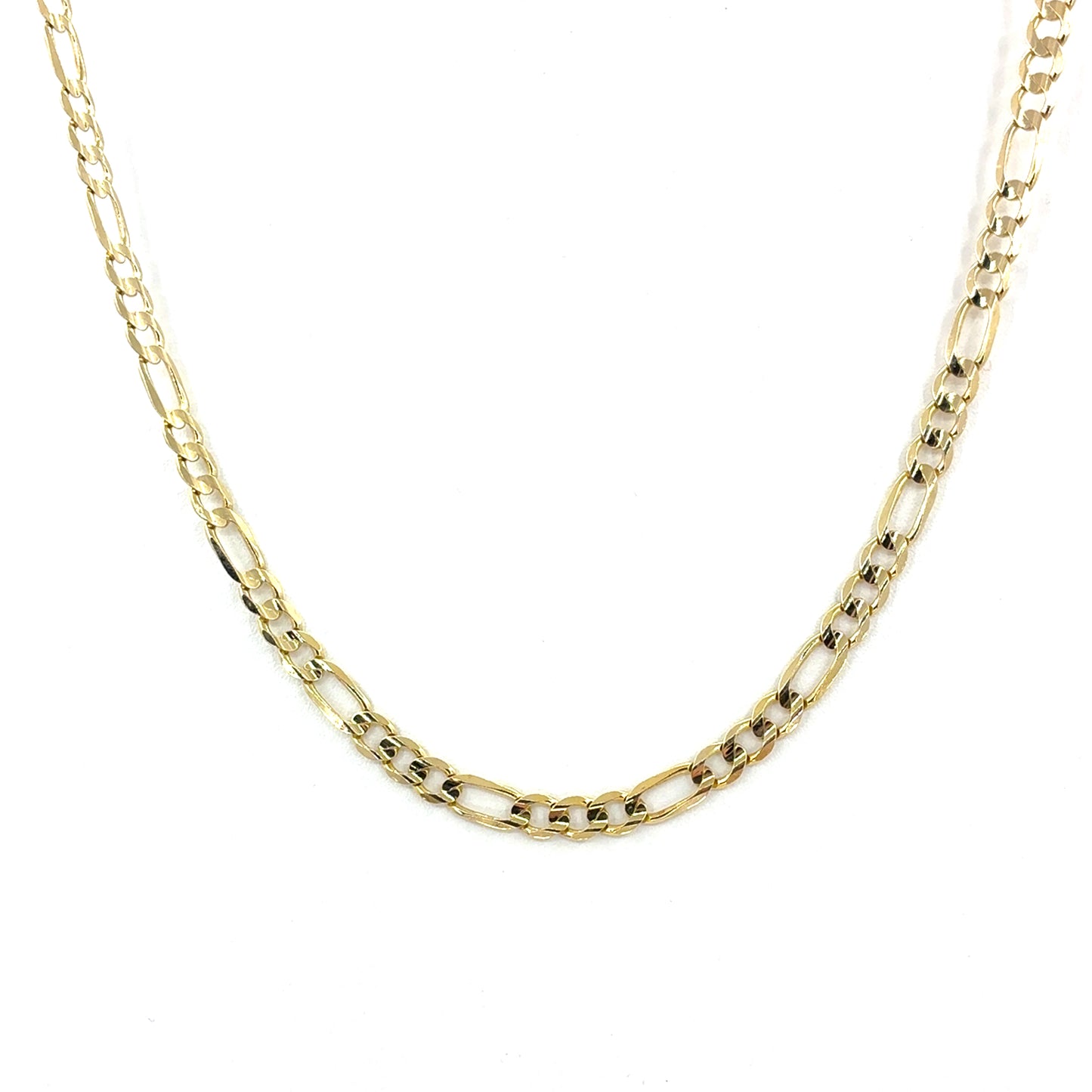 10K Yellow Gold Solid Figaro Necklace | 22 Inches, 6.6mm