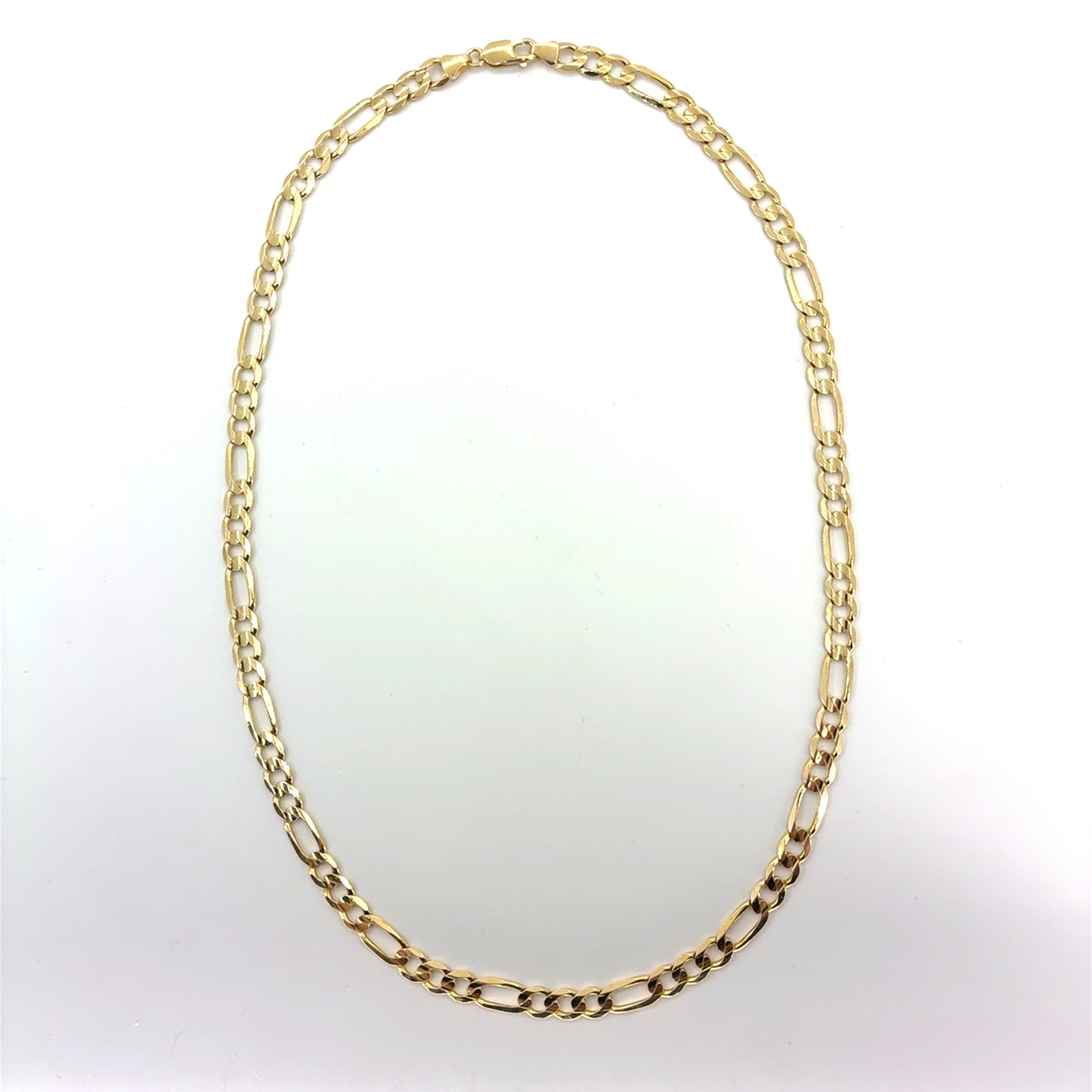 10K Yellow Gold Solid Figaro Necklace | 22 Inches, 6.6mm