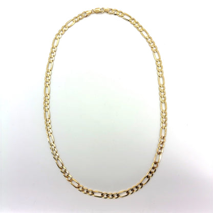 10K Yellow Gold Solid Figaro Necklace | 22 Inches, 6.6mm