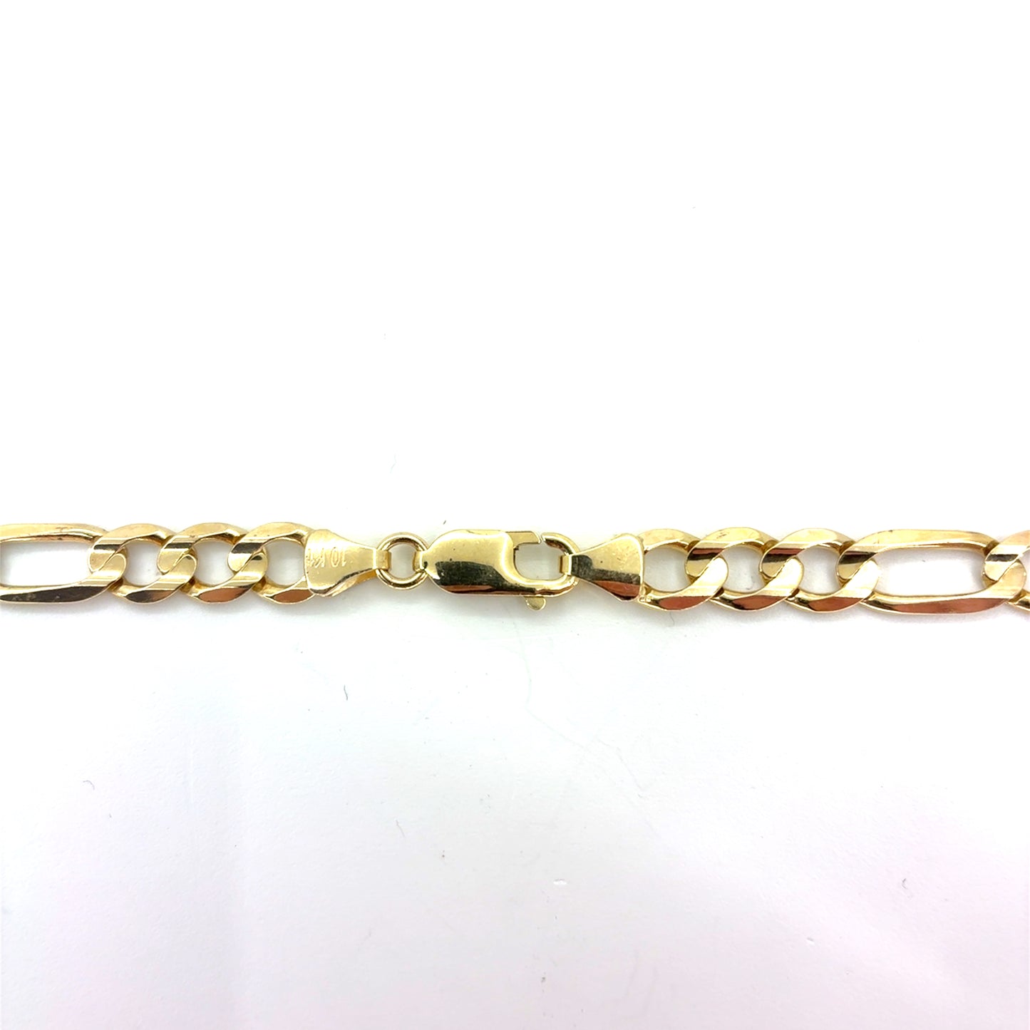10K Yellow Gold Solid Figaro Necklace | 22 Inches, 6.6mm
