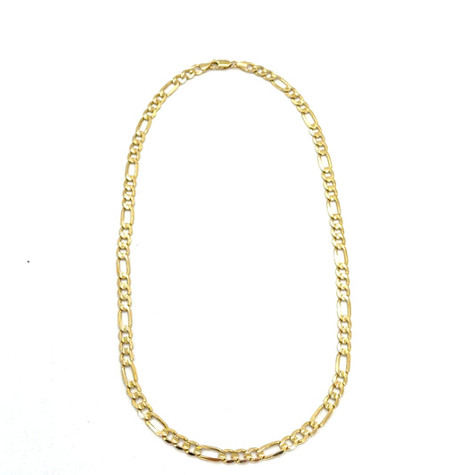 10K Yellow Gold Solid Figaro Necklace | 22 Inches, 6.6mm, 26.3 grams