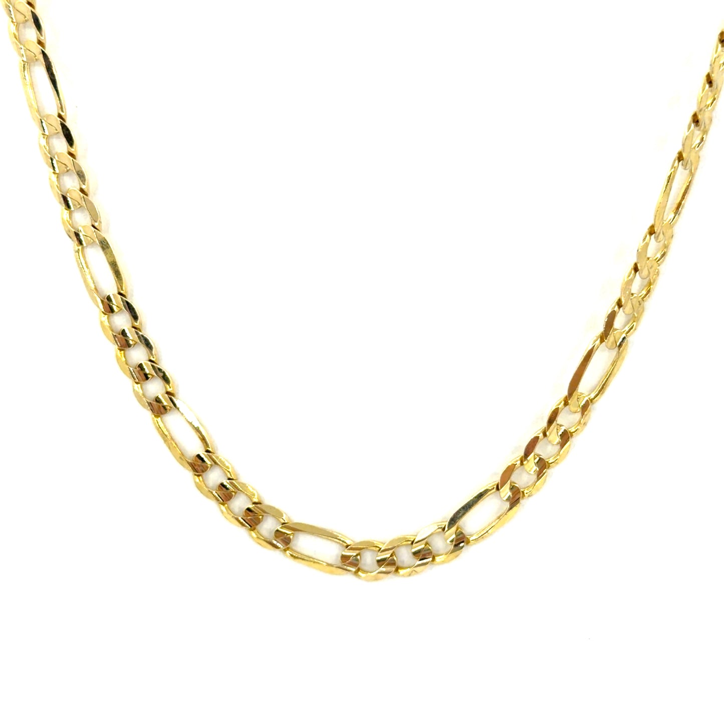 10K Yellow Gold Solid Figaro Necklace | 22 Inches, 6.6mm, 26.3 grams