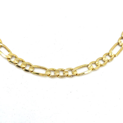 10K Yellow Gold Solid Figaro Necklace | 22 Inches, 6.6mm, 26.3 grams