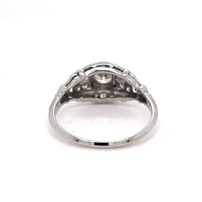 Platinum Natural Diamond Art Deco Ring | Round Brilliant & Single Cut 0.47 TCW, G-J VS1-VVS2, Size 6