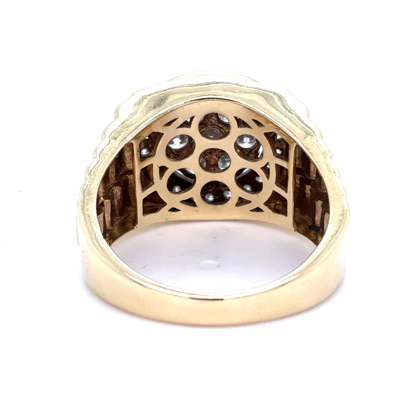 10K Yellow Gold Natural Diamond Rolex Cluster Ring | Round 2.04 TCW, G-H SI2-I1, Size 12.5