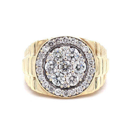 10K Yellow Gold Natural Diamond Rolex Cluster Ring | Round 2.04 TCW, G-H SI2-I1, Size 12.5
