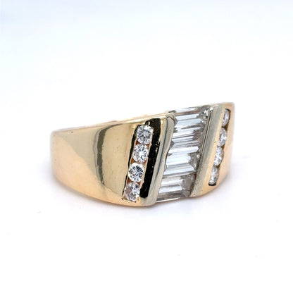 14K Yellow Gold Natural Diamond Two-Tone Channel Set Men's Ring | Round & Baguette 1.14 TCW, G VS1-SI1, Size 8